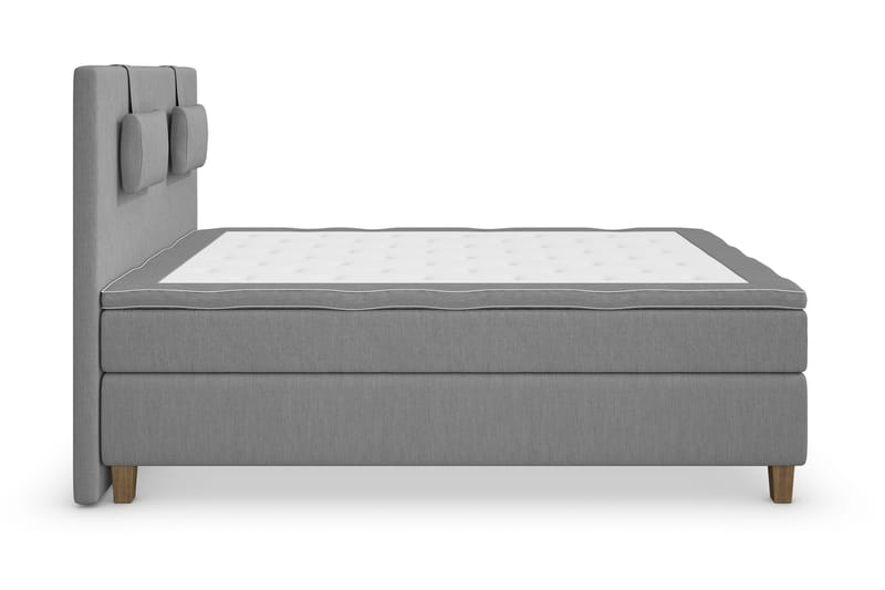 Komplett Sängpaket Roma Lyx 140 cm Ljusgrå/Ekben - Kontinentalsäng - Kontinentalsäng - Komplett sängpaket