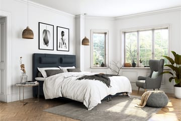 Komplett Sängpaket Roma Lyx 140 cm Mörkblå/Ekben - Kontinentalsäng - Möbler - Säng - Kontinentalsäng