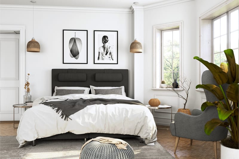 Komplett Sängpaket Roma Lyx 140 cm Svart/Ekben - Kontinentalsäng - Möbler - Säng - Kontinentalsäng