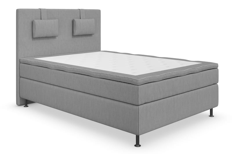Komplett Sängpaket Roma Lyx 140 Ljusgrå/Silver Ben - Kontinentalsäng - Kontinentalsäng - Komplett sängpaket