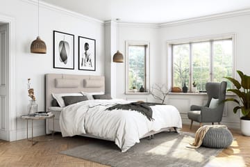 Komplett Sängpaket Roma Lyx 160 Beige/Silver Ben - Kontinentalsäng - Möbler - Säng - Kontinentalsäng
