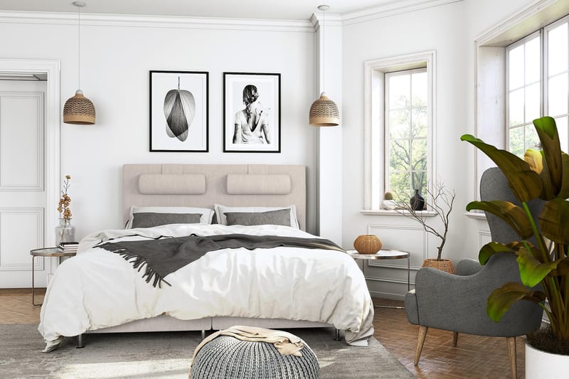 Komplett Sängpaket Roma Lyx 160 Beige/Silver Ben - Kontinentalsäng - Möbler - Säng - Kontinentalsäng