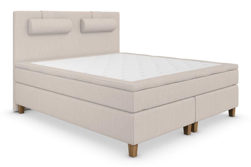 Komplett Sängpaket Roma Lyx 160 cm Beige/Ekben - Kontinentalsäng - Kontinentalsäng - Dubbelsäng - Komplett sängpaket