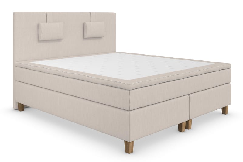 Komplett Sängpaket Roma Lyx 160 cm Beige/Ekben - Kontinentalsäng - Kontinentalsäng - Dubbelsäng - Komplett sängpaket