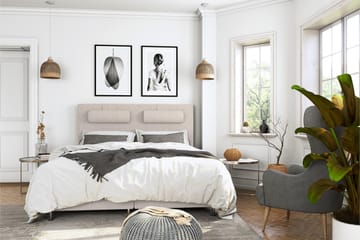 Komplett Sängpaket Roma Lyx 160 cm Beige/Ekben - Kontinentalsäng - Möbler - Säng - Kontinentalsäng