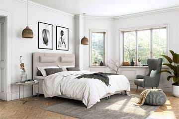 Komplett Sängpaket Roma Lyx 160 cm Beige/Ekben - Kontinentalsäng - Möbler - Säng - Kontinentalsäng