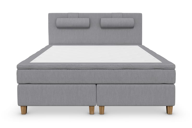 Komplett Sängpaket Roma Lyx 160 cm Ljusgrå/Ekben - Kontinentalsäng - Kontinentalsäng - Dubbelsäng - Komplett sängpaket