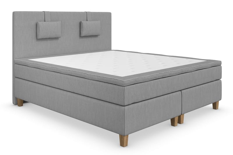 Komplett Sängpaket Roma Lyx 160 cm Ljusgrå/Ekben - Kontinentalsäng - Möbler - Säng - Kontinentalsäng