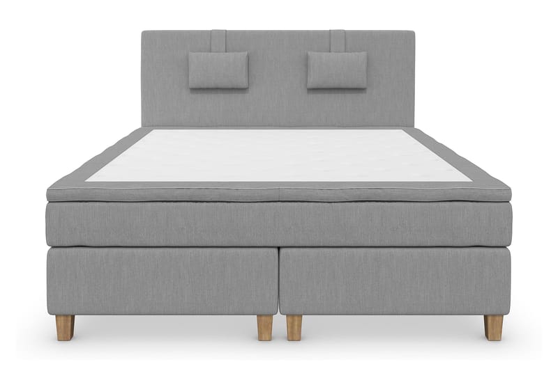 Komplett Sängpaket Roma Lyx 160 cm Ljusgrå/Ekben - Kontinentalsäng - Kontinentalsäng - Dubbelsäng - Komplett sängpaket