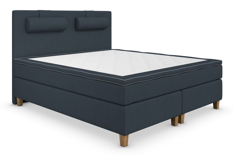 Komplett Sängpaket Roma Lyx 160 cm Mörkblå/Ekben - Kontinentalsäng - Kontinentalsäng - Dubbelsäng - Komplett sängpaket