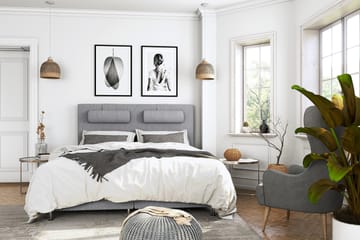Komplett Sängpaket Roma Lyx 160 Ljusgrå/Silver Ben - Kontinentalsäng - Möbler - Säng - Kontinentalsäng