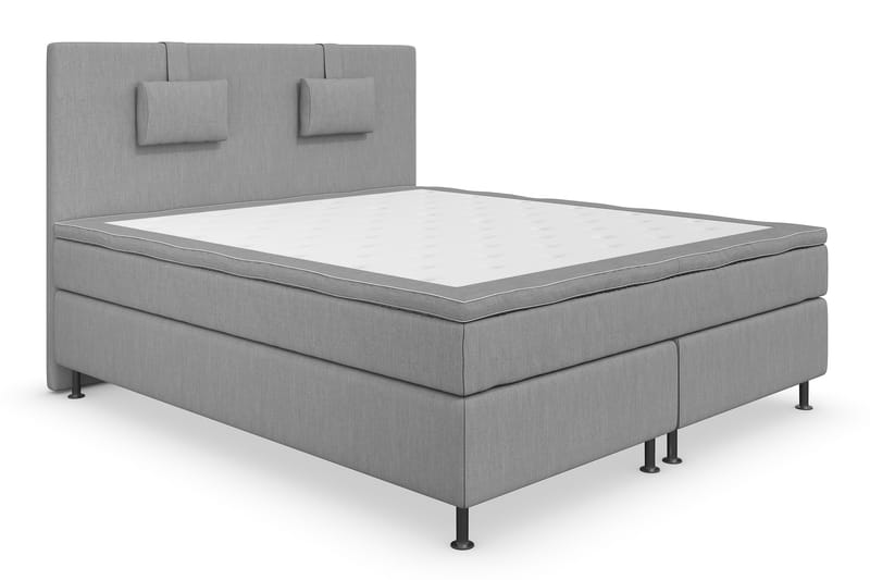 Komplett Sängpaket Roma Lyx 160 Ljusgrå/Silver Ben - Kontinentalsäng - Kontinentalsäng - Dubbelsäng - Komplett sängpaket