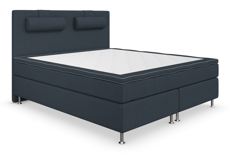 Komplett Sängpaket Roma Lyx 160 Mörkblå/Silver Ben - Kontinentalsäng - Kontinentalsäng - Dubbelsäng - Komplett sängpaket
