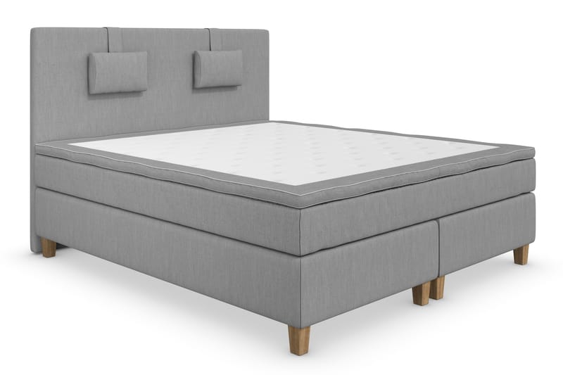 Komplett Sängpaket Roma Lyx 180 cm Ljusgrå/Ekben - Kontinentalsäng - Kontinentalsäng - Dubbelsäng - Komplett sängpaket