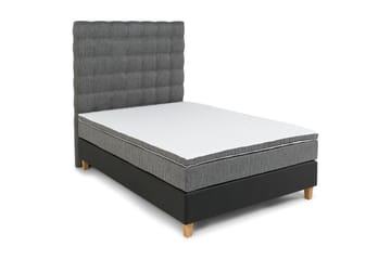 Komplett Sängpaket Romance Lyx 120 cm Svart PU/Tyg - Ek Fyrkantben - Möbler - Säng - Kontinentalsäng