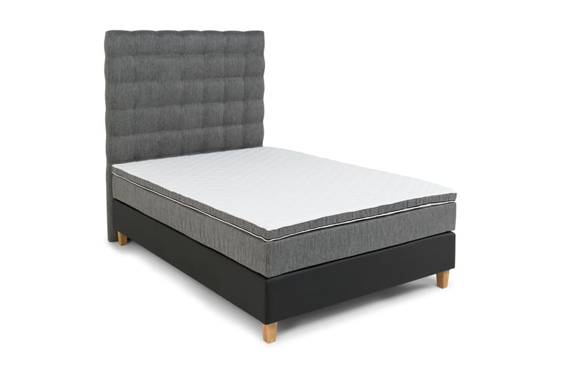 Komplett Sängpaket Romance Lyx 120 cm Svart PU/Tyg - Ek Fyrkantben - Möbler - Säng - Kontinentalsäng