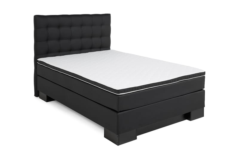 Komplett sängpaket Romance Lyx 120 Svart PU Ek Fyrkantig - Beige|Vit|Svart - Kontinentalsäng - Enkelsäng - Komplett sängpaket
