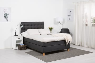 Komplett sängpaket Romance Lyx 120 Svart PU Ek Fyrkantig - Beige|Vit|Svart - Möbler - Säng - Kontinentalsäng