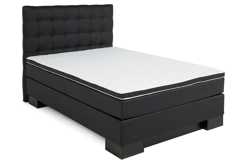 Komplett Sängpaket Romance Lyx 120x200 Konstläder - Svart|Ljusgrå - Kontinentalsäng - Enkelsäng - Komplett sängpaket