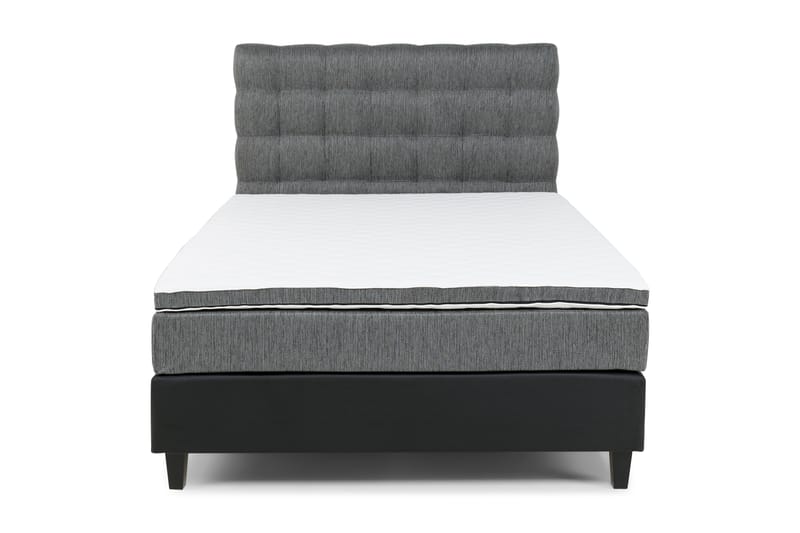 Komplett Sängpaket Romance Lyx 120x200 Konstläder/Tyg - Svart|Ljusgrå - Möbler - Säng - Kontinentalsäng