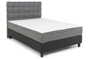Komplett Sängpaket Romance Lyx 120x200 Konstläder/Tyg - Svart|Ljusgrå - Möbler - Säng - Kontinentalsäng