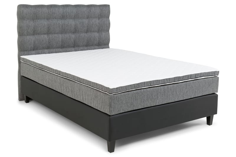 Komplett Sängpaket Romance Lyx 120x200 Konstläder/Tyg - Svart|Ljusgrå - Möbler - Säng - Kontinentalsäng