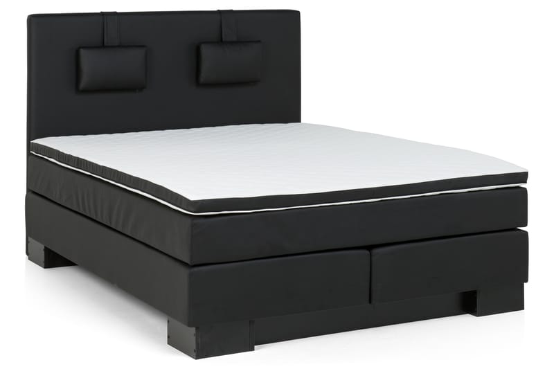 Komplett Sängpaket Romance Lyx 160x200 Konstläder Sockel - Svart - Kontinentalsäng - Dubbelsäng - Komplett sängpaket
