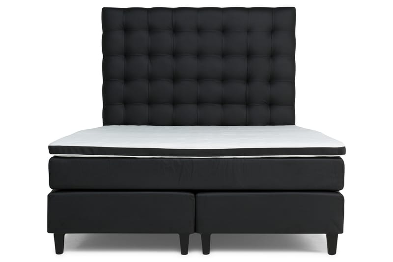 Komplett sängpaket Romance Lyx 180 Svart PU Svart Fyrkantig - Svart - Möbler - Säng - Kontinentalsäng