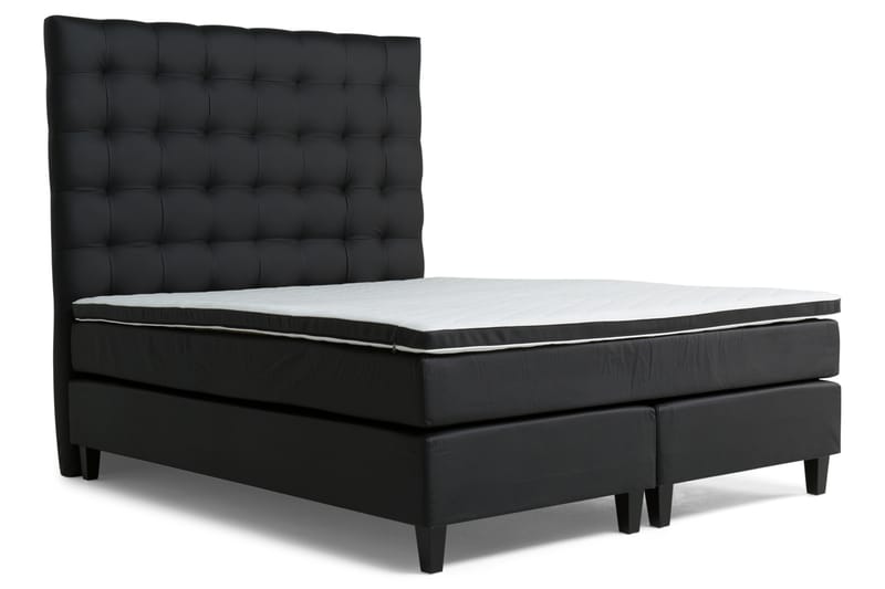 Komplett sängpaket Romance Lyx 180 Svart PU Svart Fyrkantig - Svart - Möbler - Säng - Kontinentalsäng