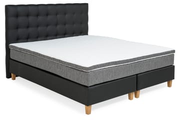 Komplett sängpaket Romance Lyx 180 Svart PU/Tyg Ek Fyrkantig - Grå - Möbler - Säng - Kontinentalsäng