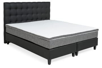 Komplett Sängpaket Romance Lyx 180x200 Konstläder/Tyg - Svart|Ljusgrå - Möbler - Säng - Kontinentalsäng