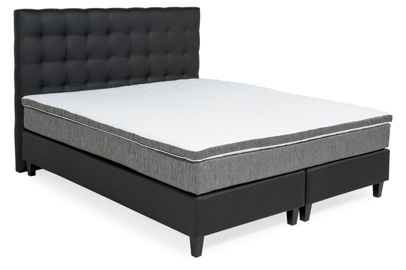 Komplett Sängpaket Romance Lyx 180x200 Konstläder/Tyg - Svart|Ljusgrå - Möbler - Säng - Kontinentalsäng