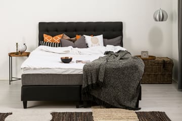 Komplett Sängpaket Romance Lyx 180x200 Konstläder/Tyg - Svart|Ljusgrå - Möbler - Säng - Kontinentalsäng