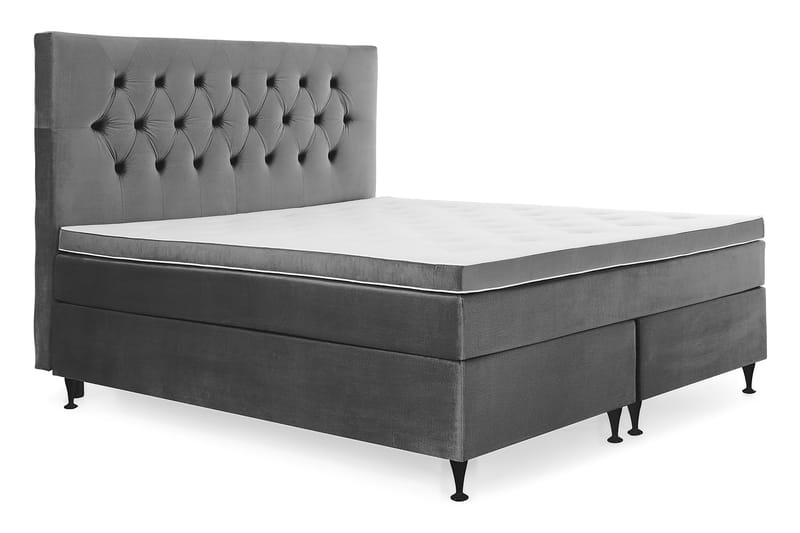 Komplett Sängpaket Royal Velvet Komplett 180x200 - Mörkgrå Sammet|Låga Svarta Ben - Möbler - Säng - Kontinentalsäng