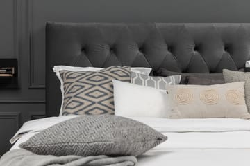 Komplett Sängpaket Royal Velvet Komplett 180x200 - Mörkgrå Sammet|Låga Svarta Ben - Möbler - Säng - Kontinentalsäng