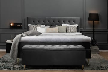 Komplett Sängpaket Royal Velvet Komplett 180x200 - Mörkgrå Sammet|Låga Svarta Ben - Möbler - Säng - Kontinentalsäng