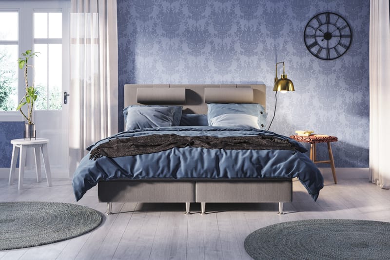 Komplett Sängpaket Sofia 180x200 - Ljusgrå med nackkudde - Möbler - Säng - Kontinentalsäng