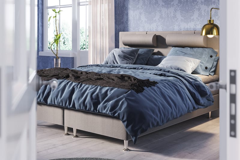 Komplett Sängpaket Sofia 180x200 - Ljusgrå med nackkudde - Möbler - Säng - Kontinentalsäng