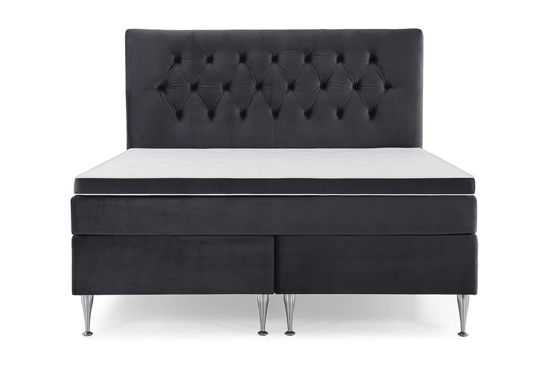 Komplett Sängpaket Torsö 160x20 - Svart Sammet|Höga Silverben - Möbler - Säng - Kontinentalsäng