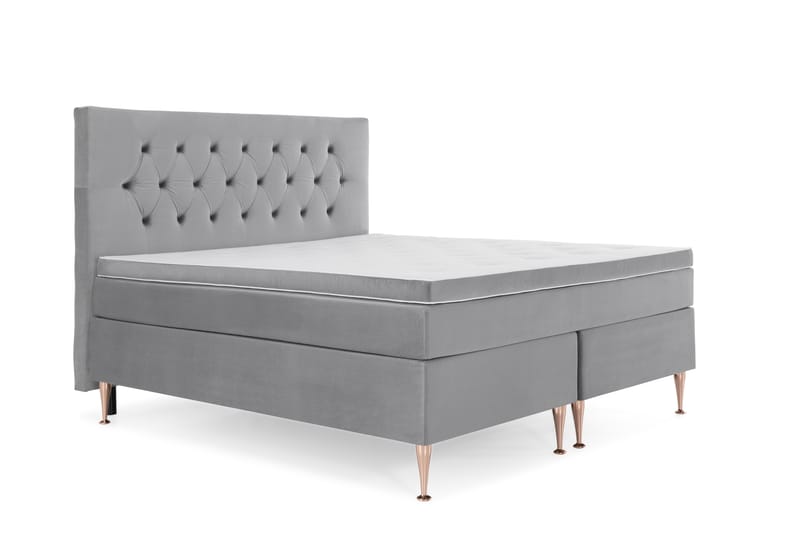 Komplett Sängpaket Torsö 160x200 - Ljusgrå Sammet|Höga Rosében - Möbler - Säng - Kontinentalsäng
