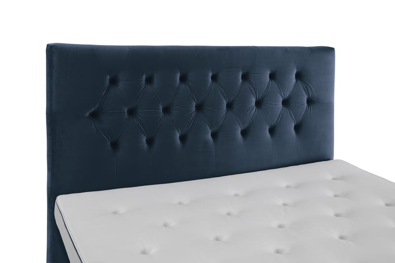 Komplett Sängpaket Torsö 160x200 - Mörkblå Sammet|Svarvade Ben - Kontinentalsäng - Dubbelsäng - Komplett sängpaket