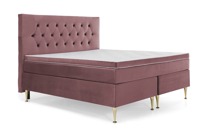 Komplett Sängpaket Torsö 160x200 - Rosa Sammet|Höga Guldben - Möbler - Säng - Kontinentalsäng
