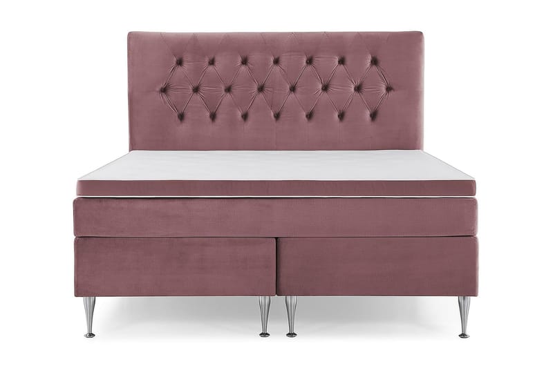 Komplett Sängpaket Torsö 160x200 - Rosa Sammet|Höga Silverben - Möbler - Säng - Kontinentalsäng