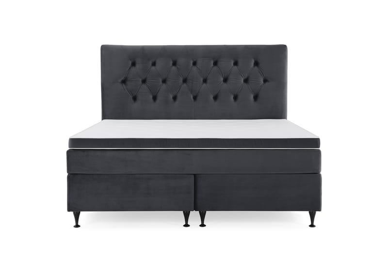 Komplett Sängpaket Torsö 160x200 - Svart Sammet|Låga Svarta Ben - Möbler - Säng - Kontinentalsäng