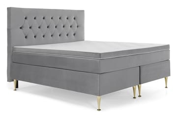 Komplett Sängpaket Torsö 180x200 - Ljusgrå Sammet| Höga Guldben - Möbler - Säng - Kontinentalsäng