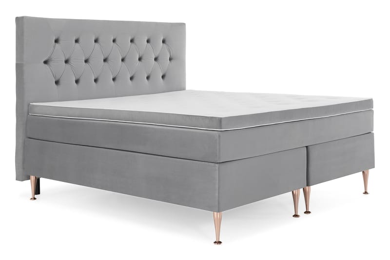Komplett Sängpaket Torsö 180x200 - Ljusgrå Sammet|Höga Rosében - Möbler - Säng - Kontinentalsäng
