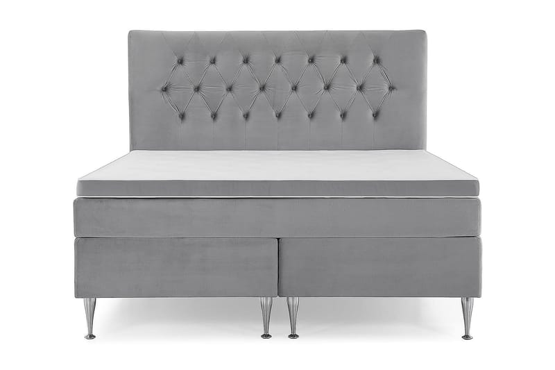 Komplett Sängpaket Torsö 180x200 - Ljusgrå Sammet|Höga Silverben - Möbler - Säng - Kontinentalsäng