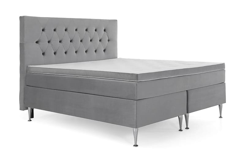Komplett Sängpaket Torsö 180x200 - Ljusgrå Sammet|Höga Silverben - Möbler - Säng - Kontinentalsäng