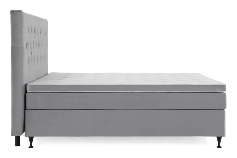 Komplett Sängpaket Torsö 180x200 - Ljusgrå Sammet|Låga Svarta Ben - Möbler - Säng - Kontinentalsäng