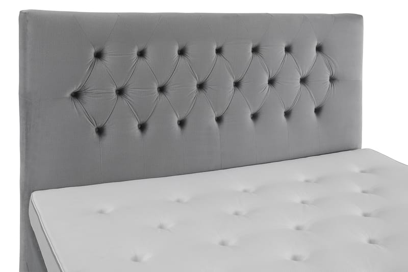 Komplett Sängpaket Torsö 180x200 - Ljusgrå Sammet|Låga Svarta Ben - Kontinentalsäng - Dubbelsäng - Komplett sängpaket
